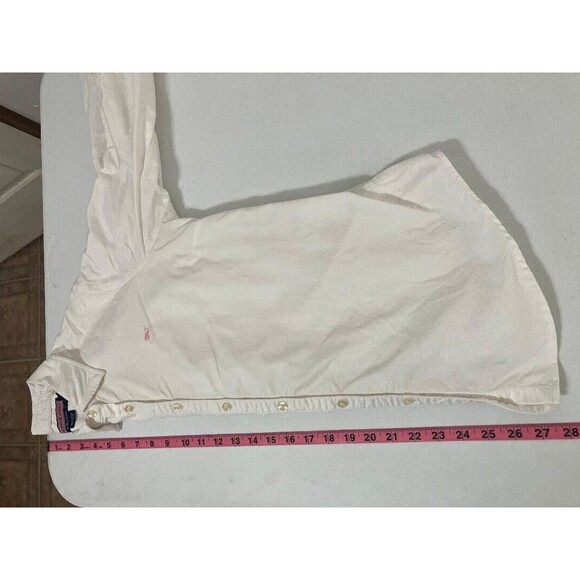 Vineyard Vines White Dress Shirt Button Down Pink Whale Shep Ian Size 10 Medium - Picture 9 of 9